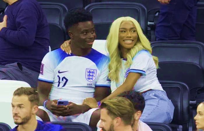 Bukayo Saka in National team, England with his girlfriend Tolami Benson