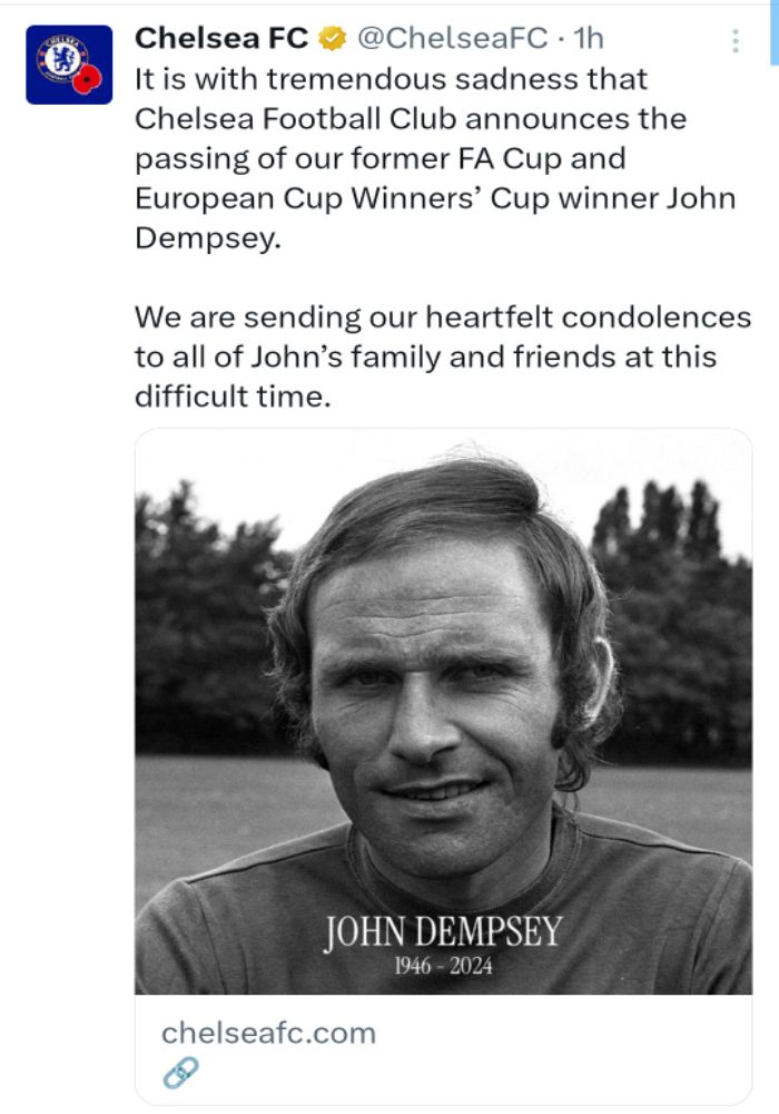 Former Chelsea Player, Dempsey is Dead